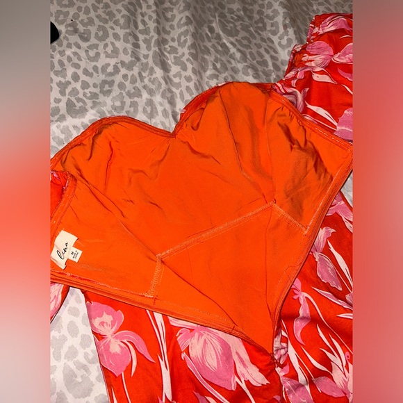 Orange/Pink Lena Off Shoulder Long Midi Dress - Picture 13 of 15